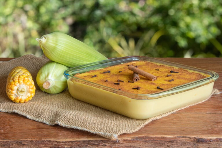Canjica.,Curau.,Typical,Brazilian,Junina,Party,Sweets.,Corn,Cobs.,Blurred